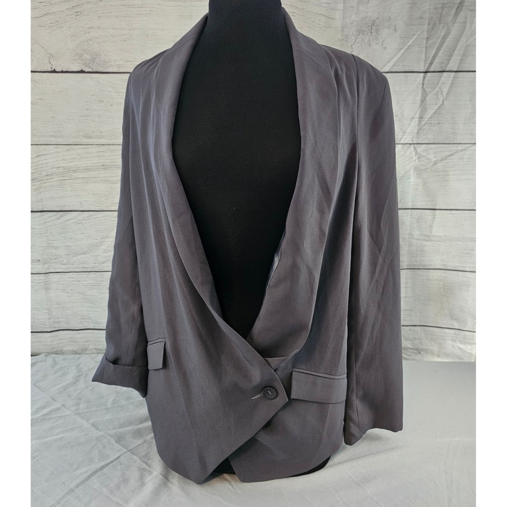 Aryn K Size M Medium Grey One Button Blazer L701